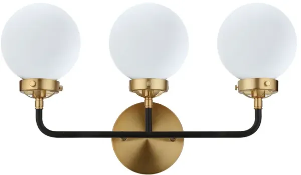 Haldrin Frosted Glass Globe Vanity Wall Sconce - Gold/Black