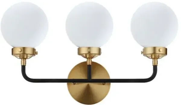 Haldrin Frosted Glass Globe Vanity Wall Sconce - Gold/Black