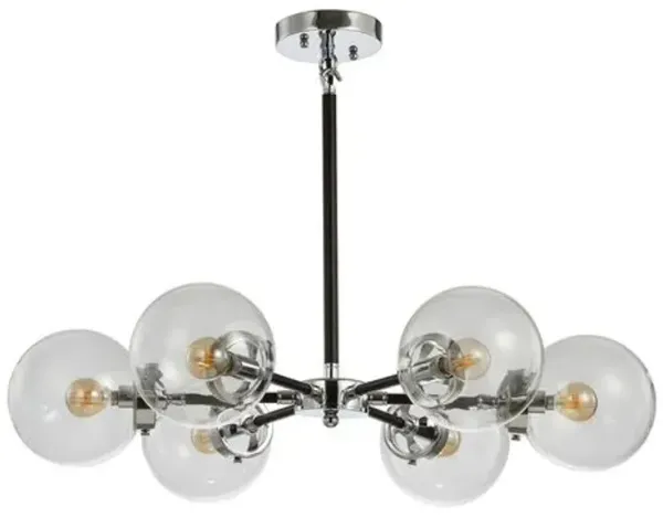 Haldrin 6-Light Clear Glass Globe Chandelier - Black