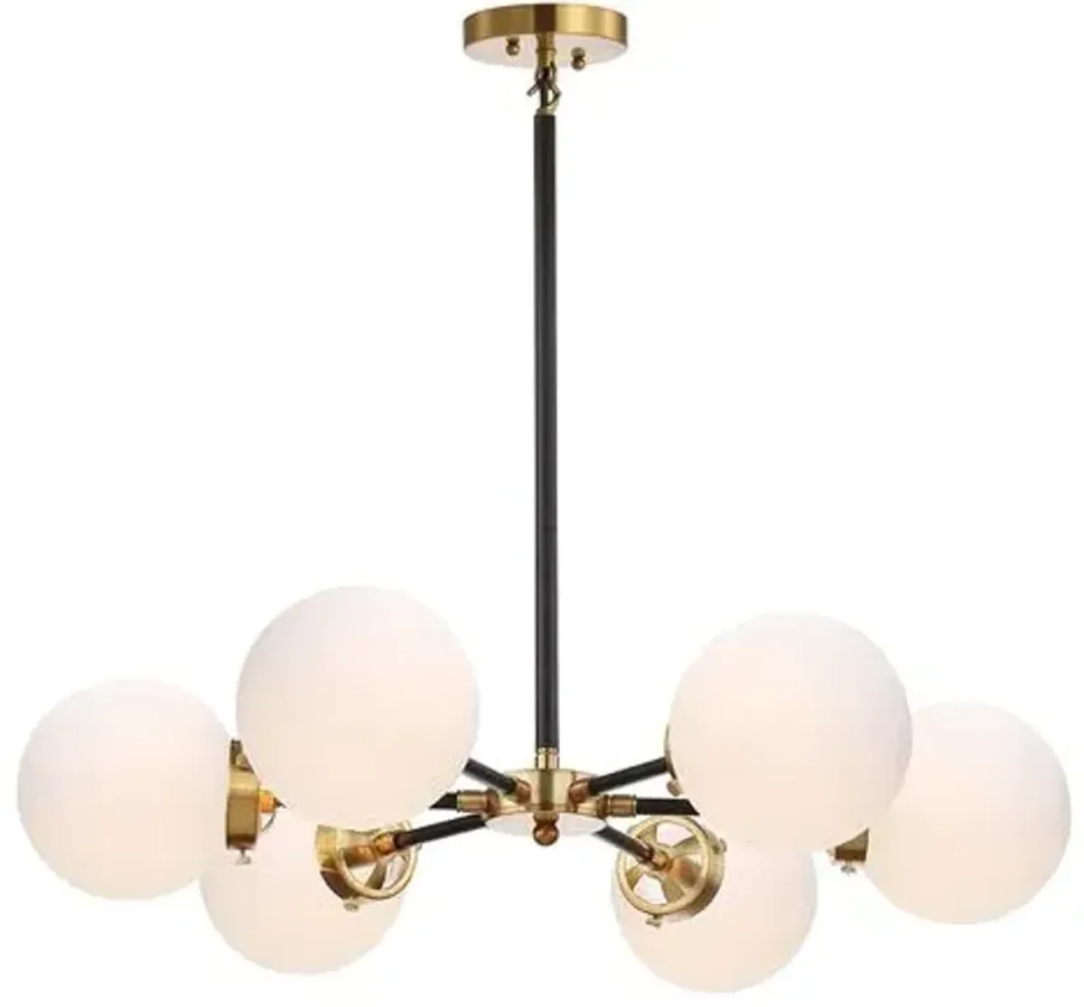 Haldrin 6-Light Frosted Glass Globe Chandelier - Gold/Black