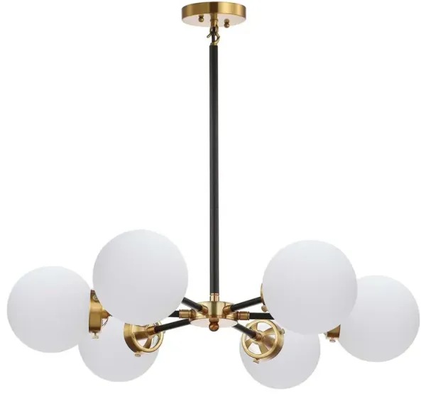 Haldrin 6-Light Frosted Glass Globe Chandelier - Gold/Black