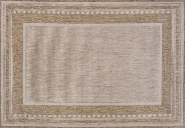 Drakos Stripe Border Rug, Beige