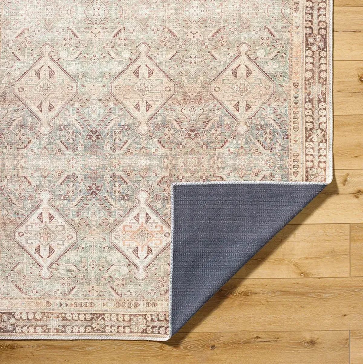 Amelie Woven Rug, Seafoam/Dark Brown