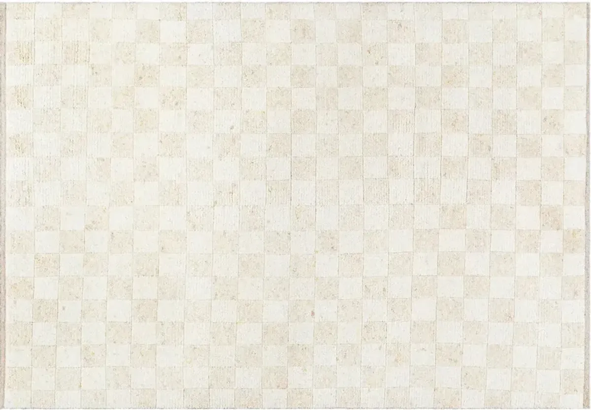 Davey Checkered Handmade Rug, Cream