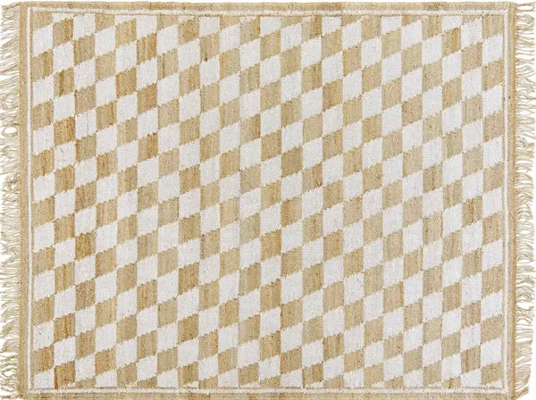 Kamey Checkered Handmade Rug, Brown