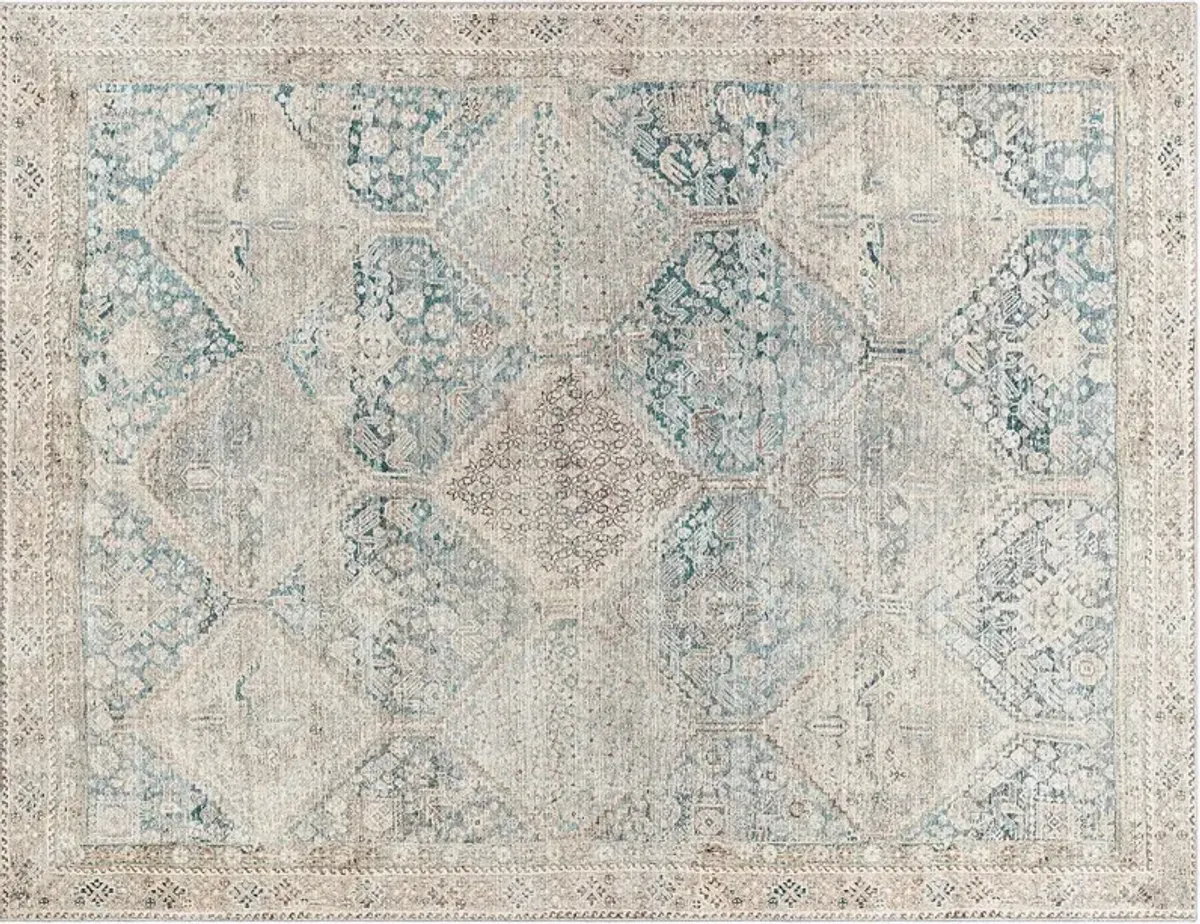 Marlene Woven Rug, Emerald/Seafoam