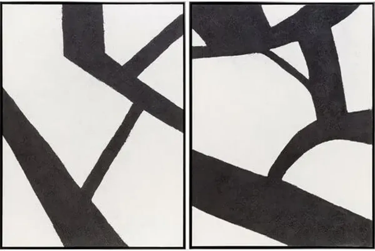 Aasmaa Framed Diptych Painting - Black