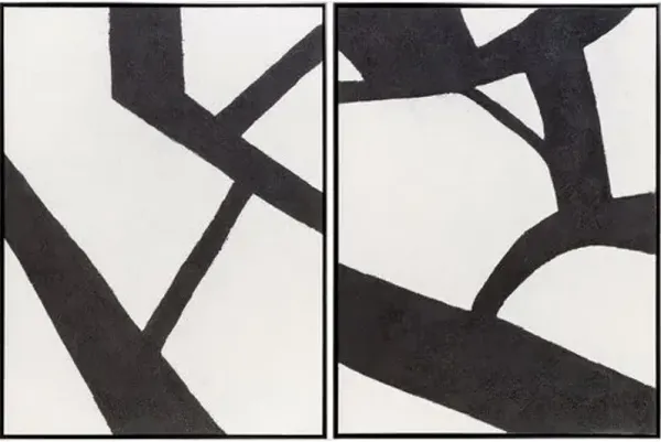 Aasmaa Framed Diptych Painting - Black