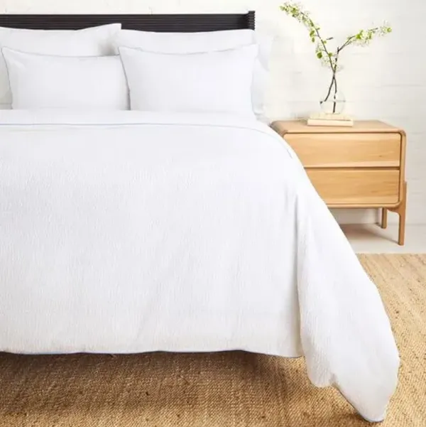 Emily Seersucker Cotton Duvet Set - Pom Pom at Home - Blue