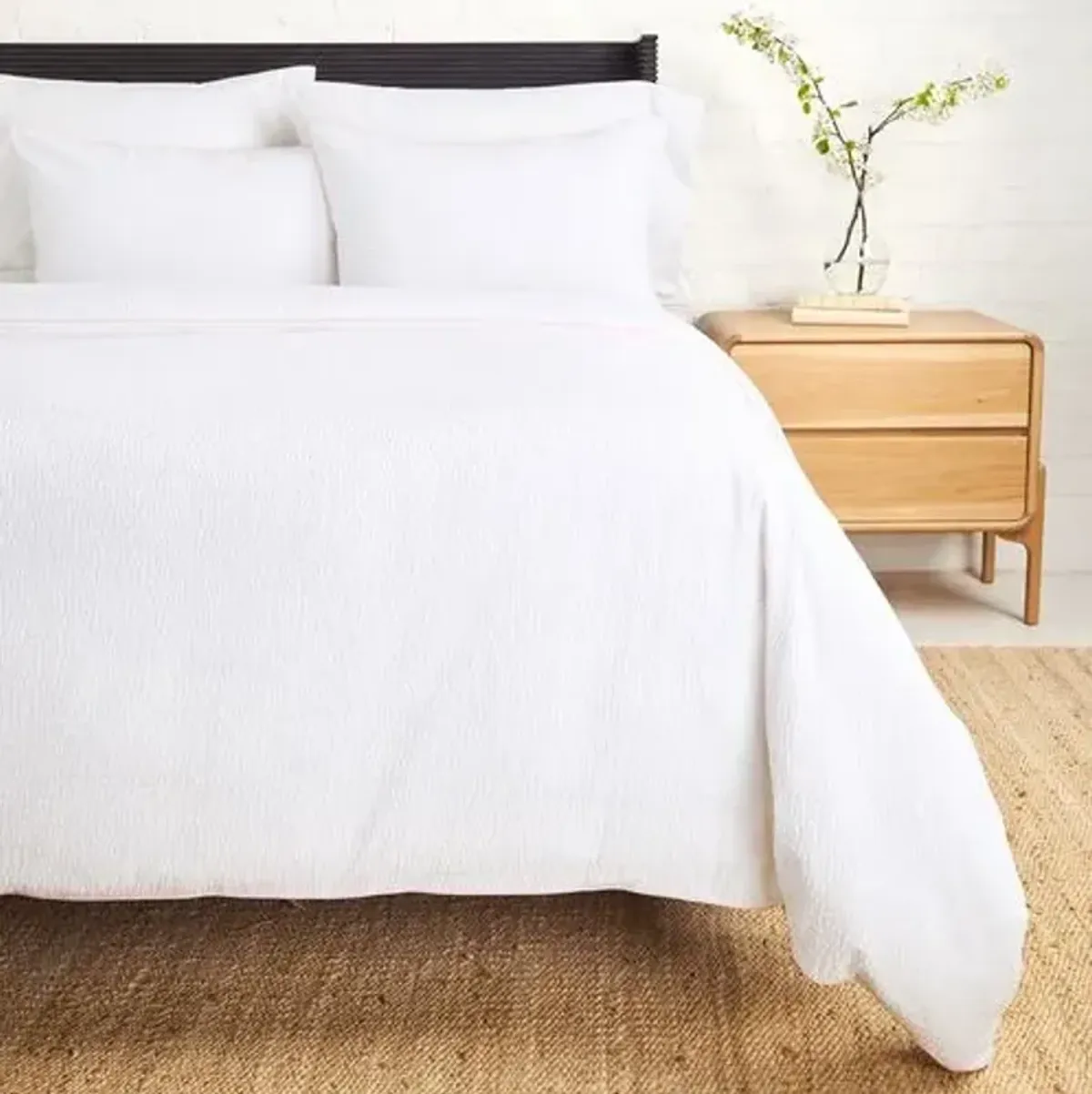 Emily Seersucker Cotton Duvet Set - Pom Pom at Home - Pink
