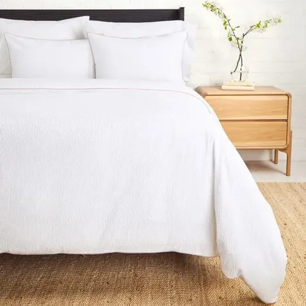 Emily Seersucker Cotton Duvet Set - Pom Pom at Home - Beige