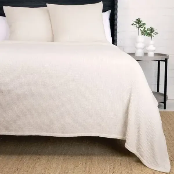 Balboa Bamboo Waffle Blanket - Pom Pom at Home - Ivory