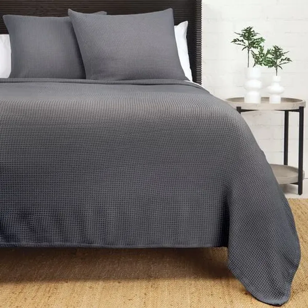 Balboa Bamboo Waffle Blanket - Pom Pom at Home - Gray