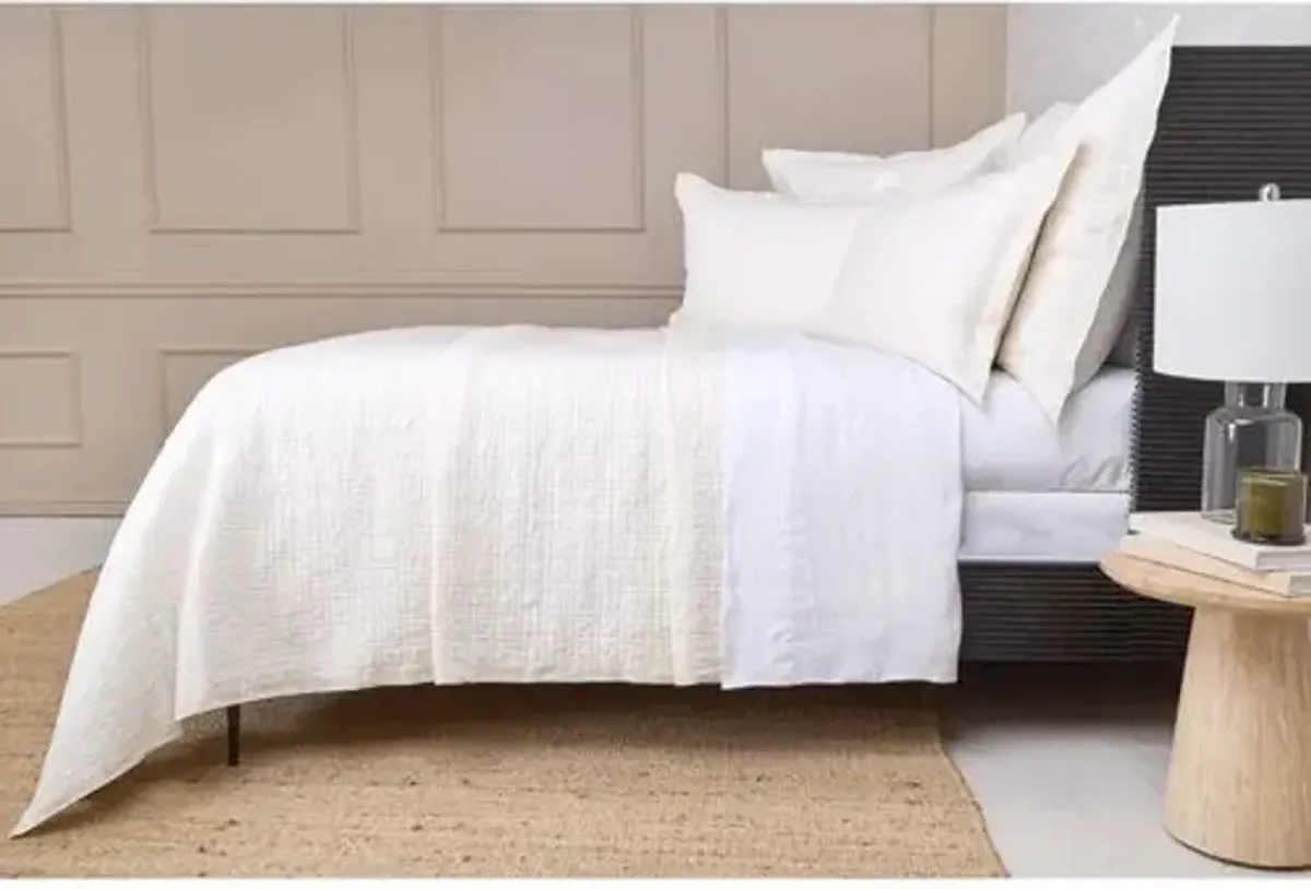 Owen Linen Cotton Coverlet - Pom Pom at Home - Beige