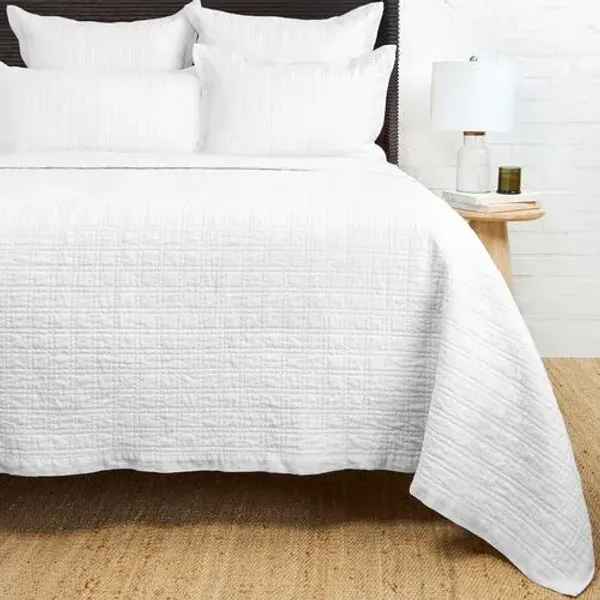Owen Linen Cotton Coverlet - Pom Pom at Home - White