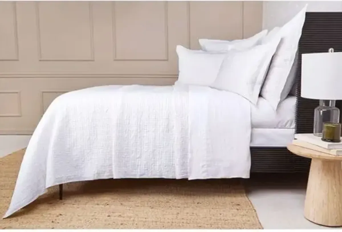 Owen Linen Cotton Coverlet - Pom Pom at Home - White