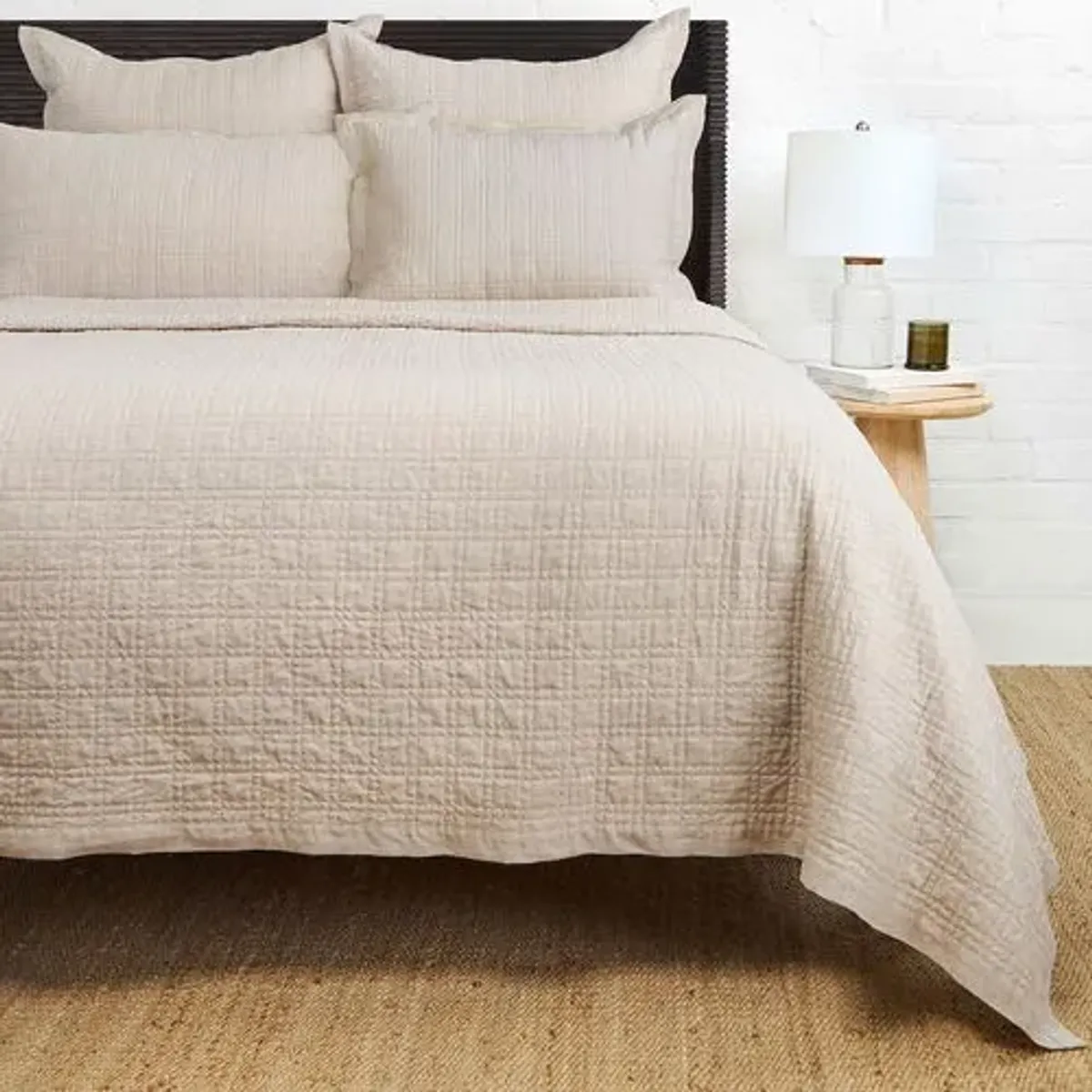 Owen Linen Cotton Coverlet - Pom Pom at Home - Beige