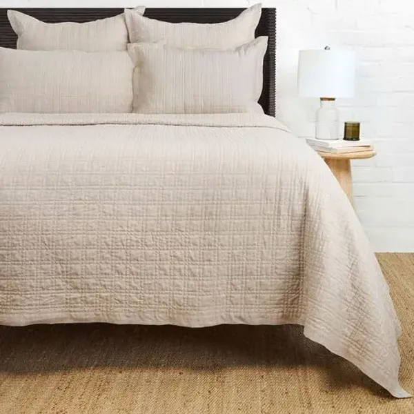 Owen Linen Cotton Coverlet - Pom Pom at Home - Beige