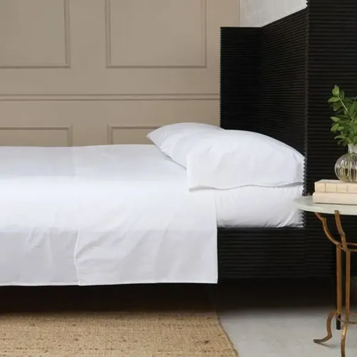 Skylar Cotton Percale Sheet Set - Pom Pom at Home - White, 300 Thread Count, Egyptian Cotton Sateen, Soft and Luxurious