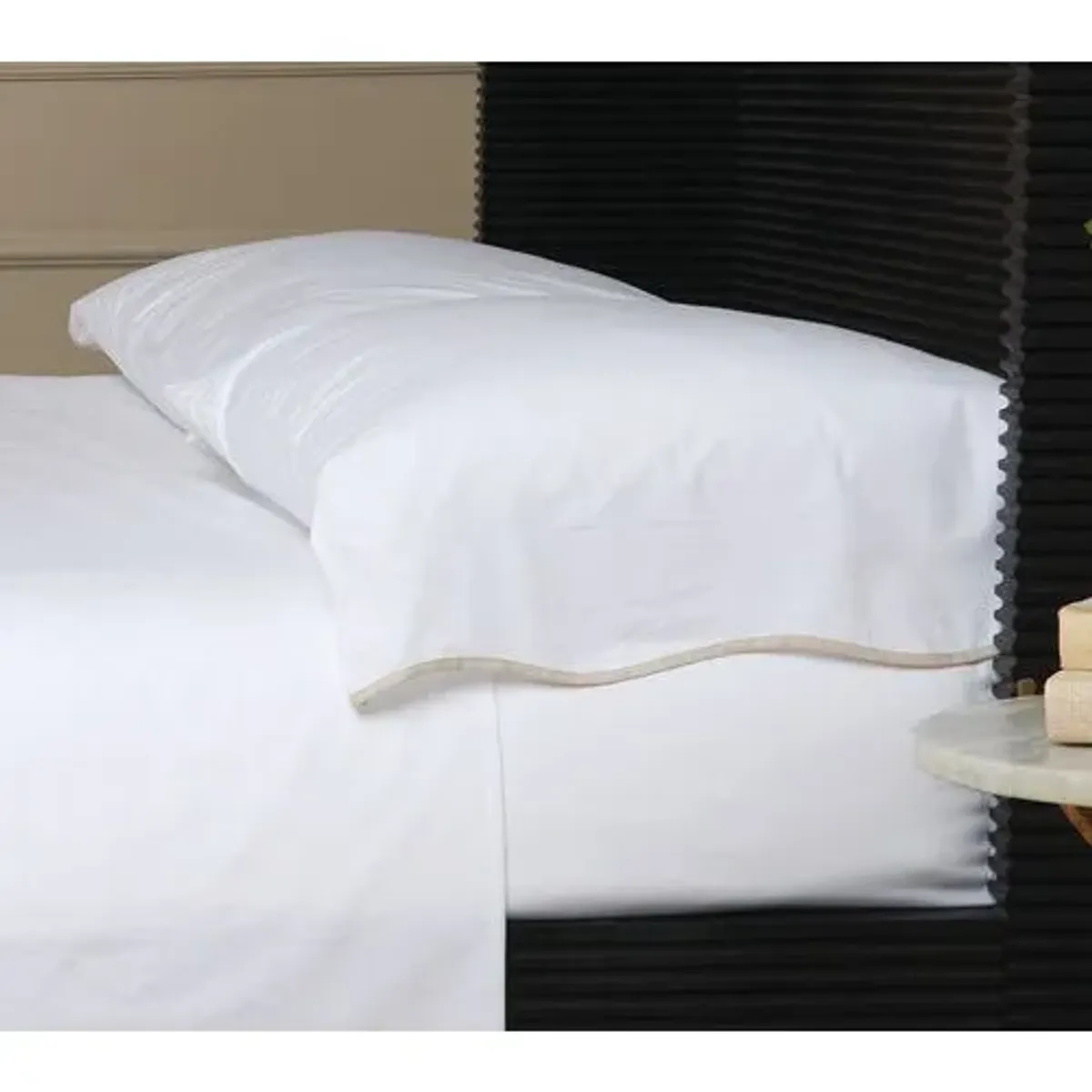 Skylar Cotton Percale Sheet Set - Pom Pom at Home - Beige, 300 Thread Count, Egyptian Cotton Sateen, Soft and Luxurious