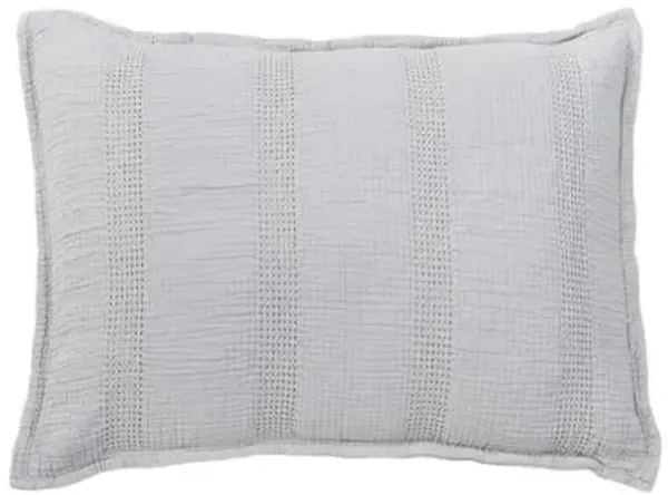 Nantucket Cotton Matelasse Sham - Pom Pom at Home - Gray