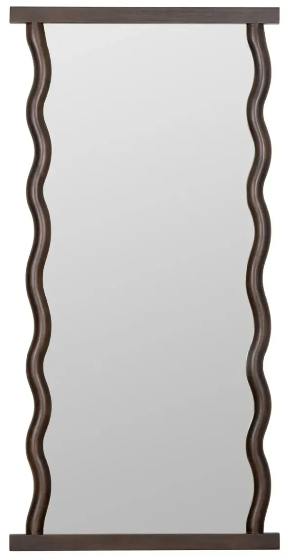 Aurenna Wavy Floor Mirror, Walnut