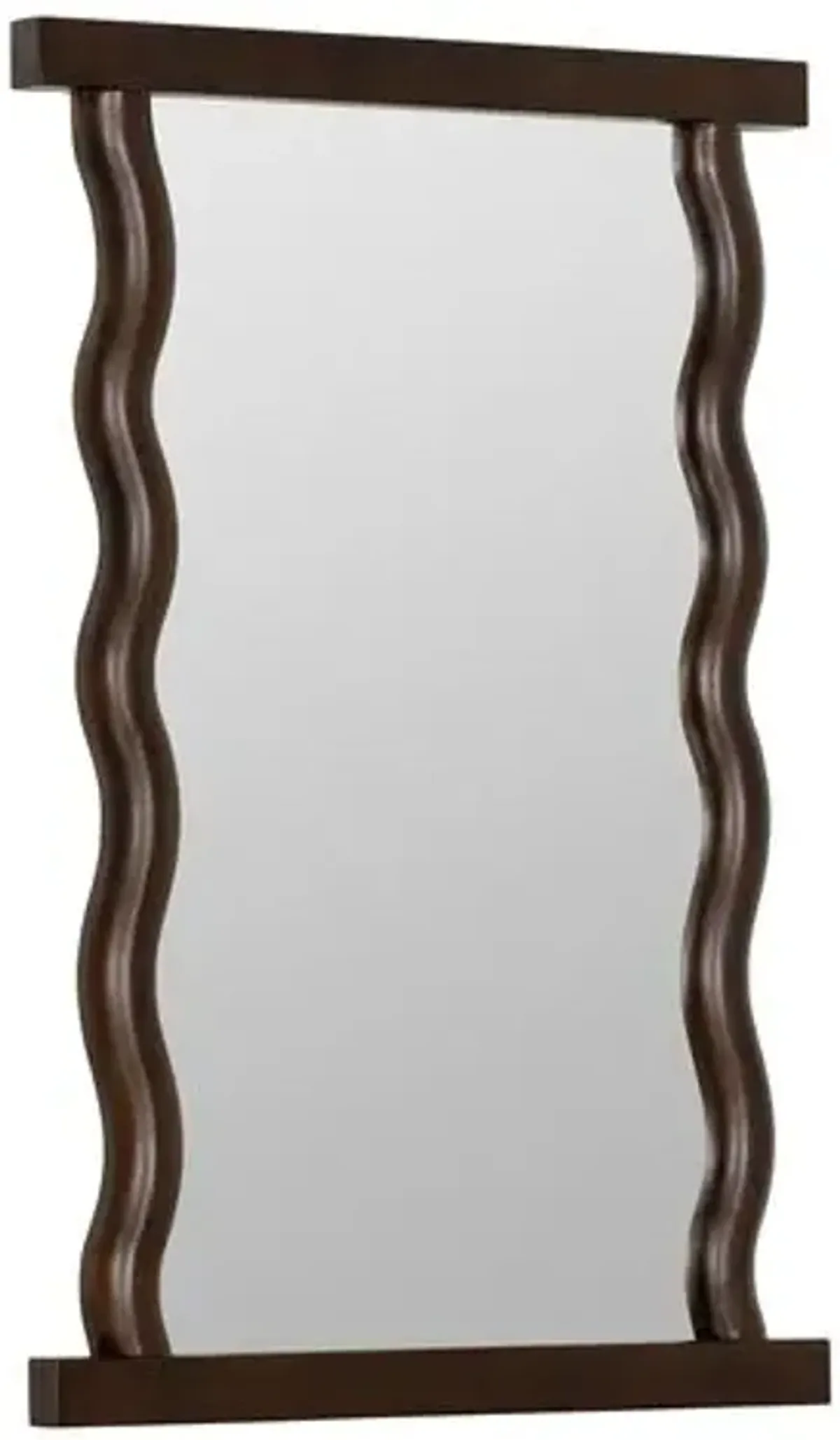 Aurenna Wavy Wall Mirror - Walnut