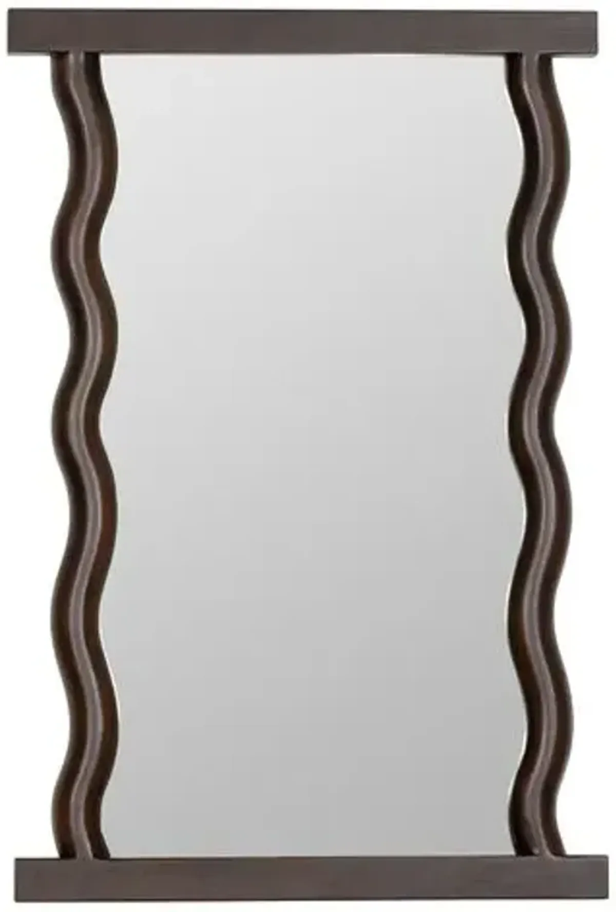Aurenna Wavy Wall Mirror - Walnut
