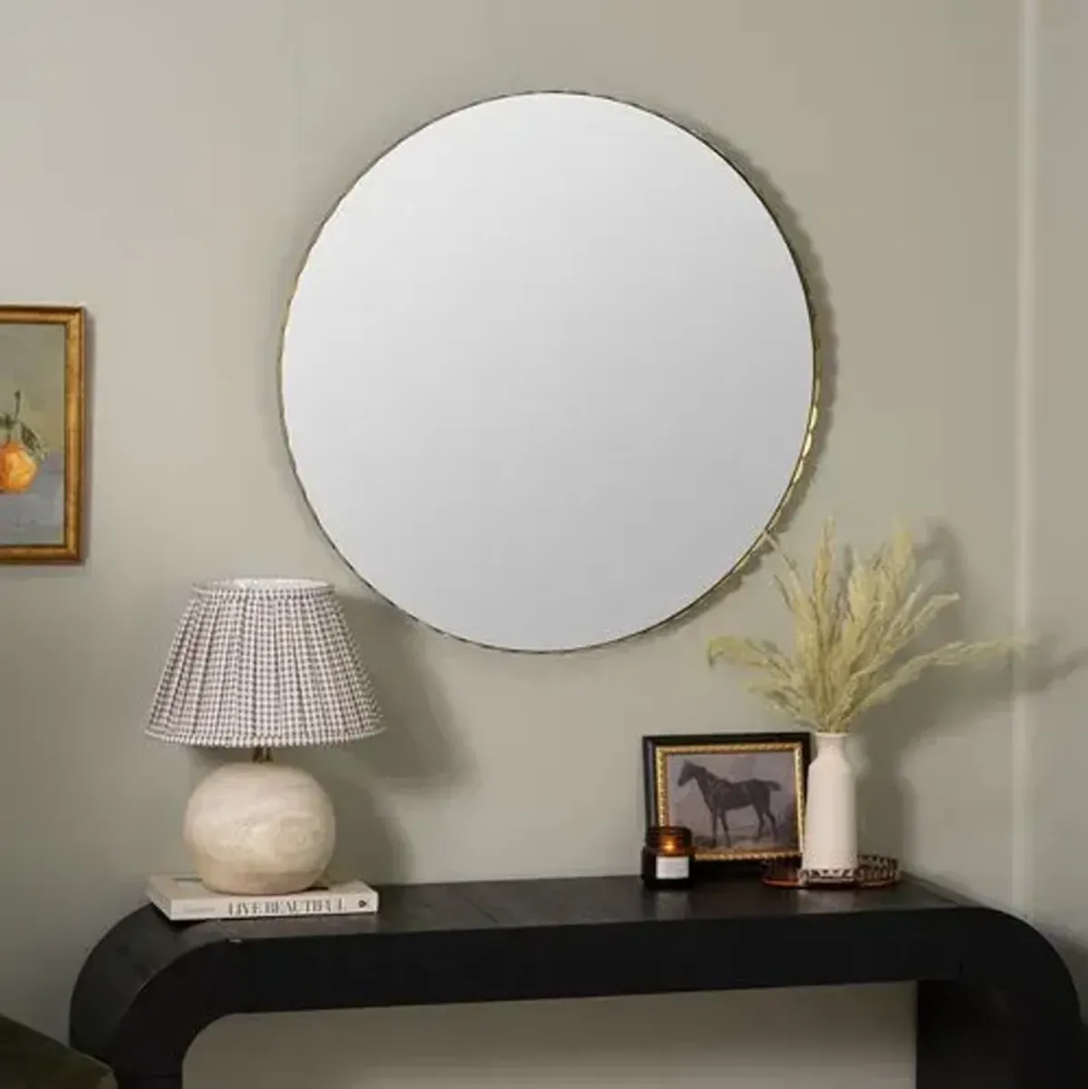 Ansera Round Scalloped Wall Mirror - Gold