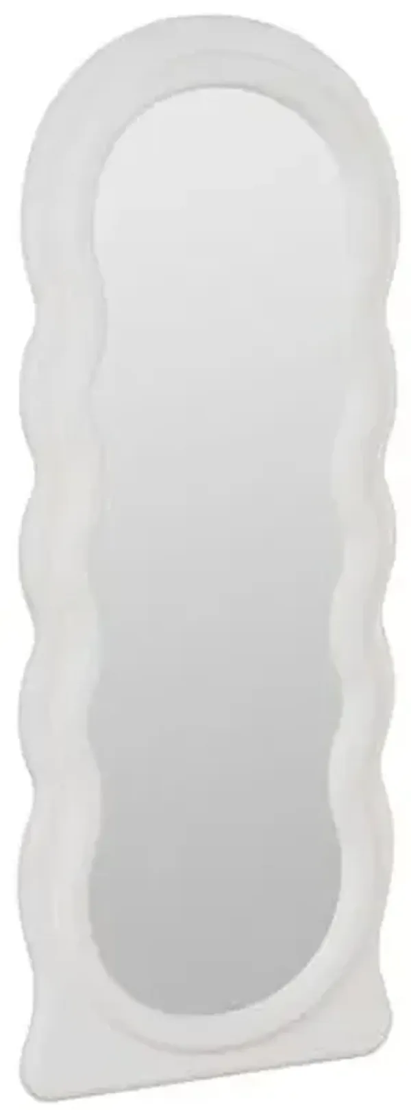 Eldric Wavy Floor Mirror - White Faux Plaster