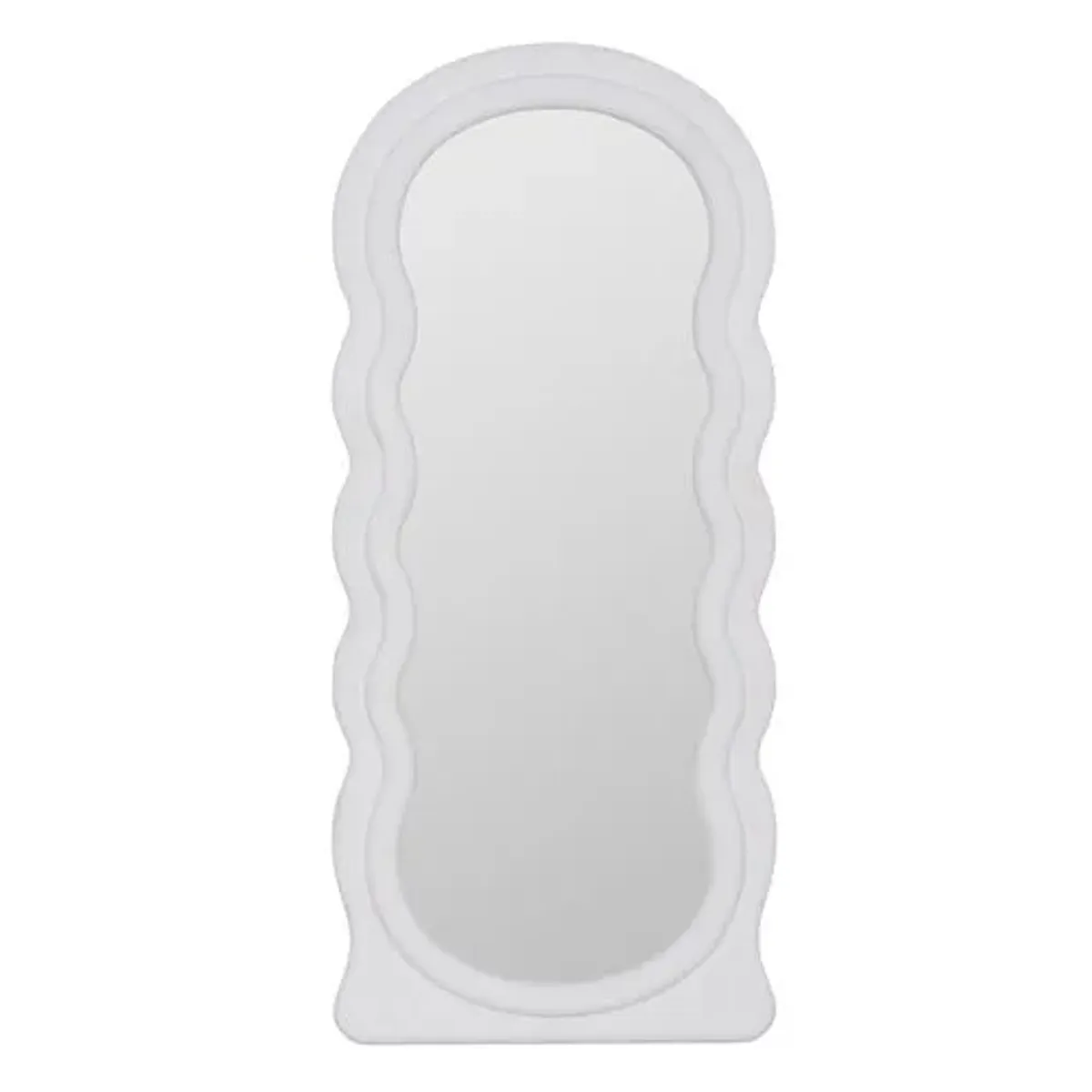 Eldric Wavy Floor Mirror - White Faux Plaster