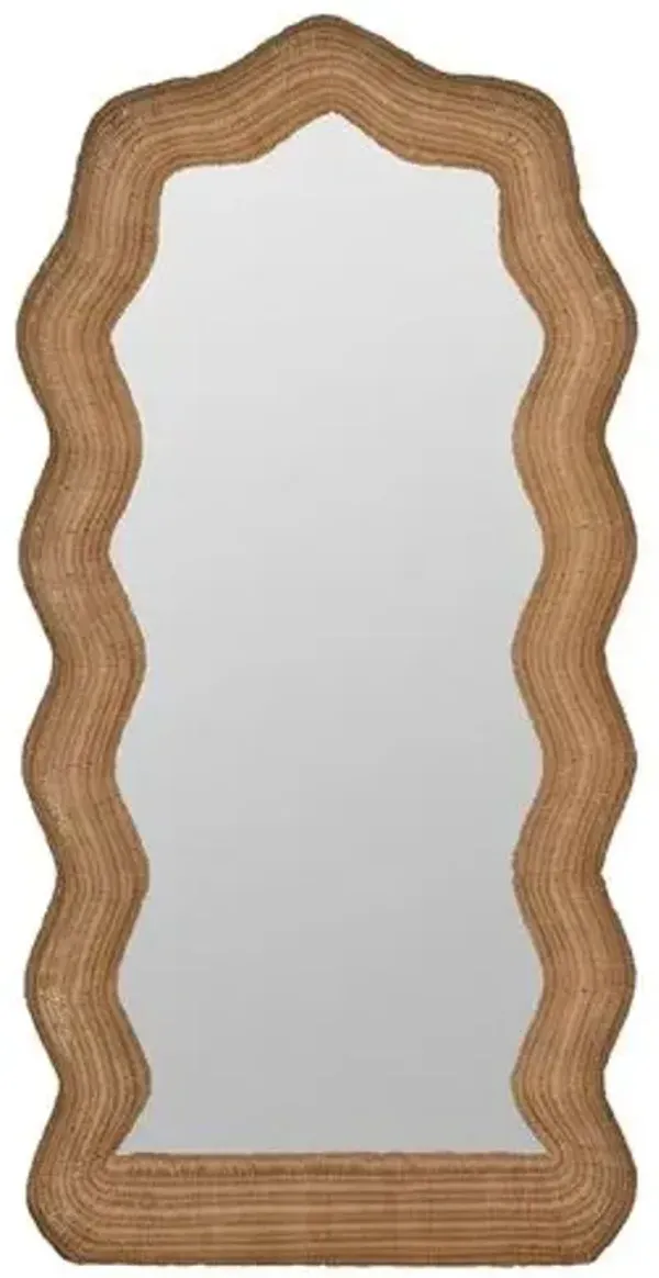Maxine Floor Mirror - Natural Rattan
