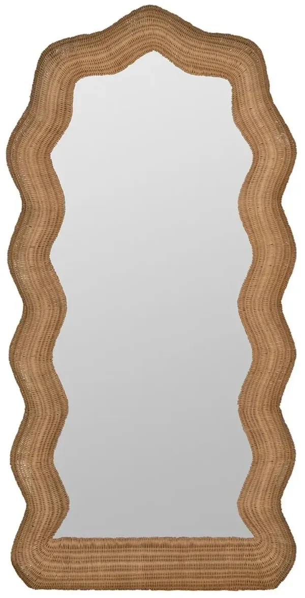 Maxine Floor Mirror, Natural Rattan