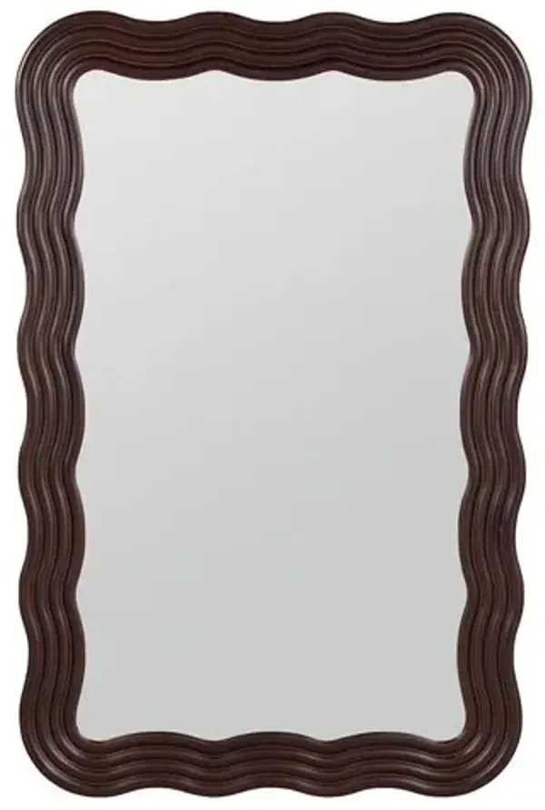 Varen Wavy Medicine Cabinet Bathroom Mirror - Walnut - Brown