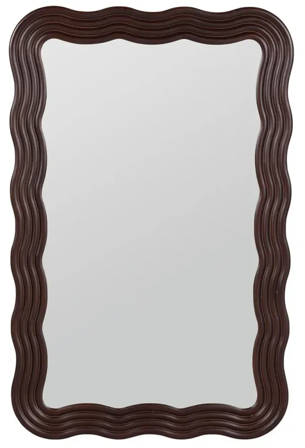 Varen Wavy Medicine Cabinet Bathroom Mirror, Walnut