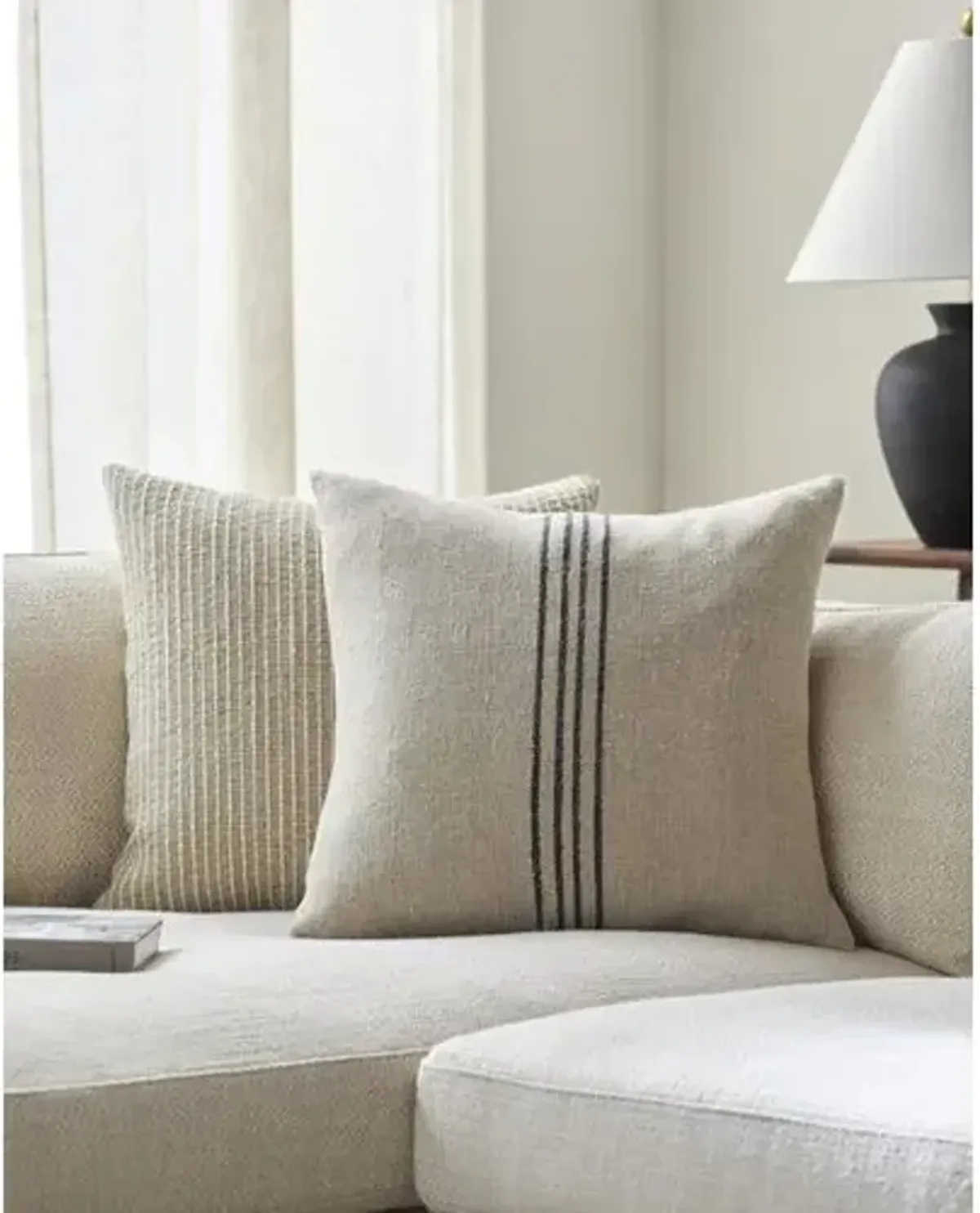 Brett Linen Stripe Accent Pillow - Brown/Black - Becki Owens for Surya