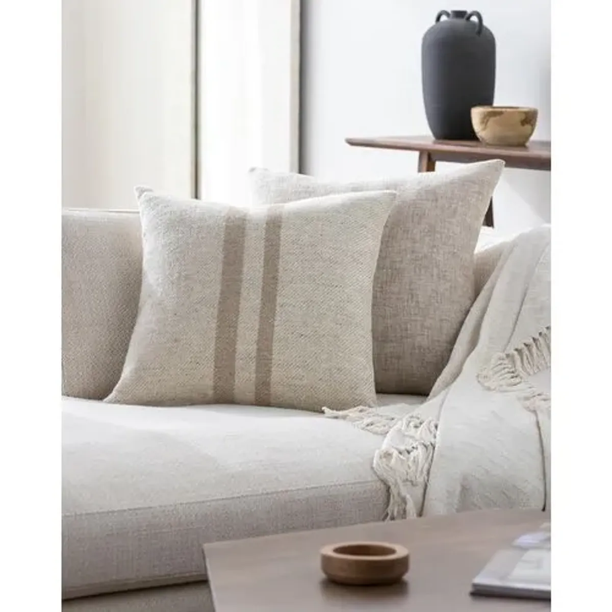 Brett Wool Asymmetrical Stripes Accent Pillow - Becki Owens for Surya