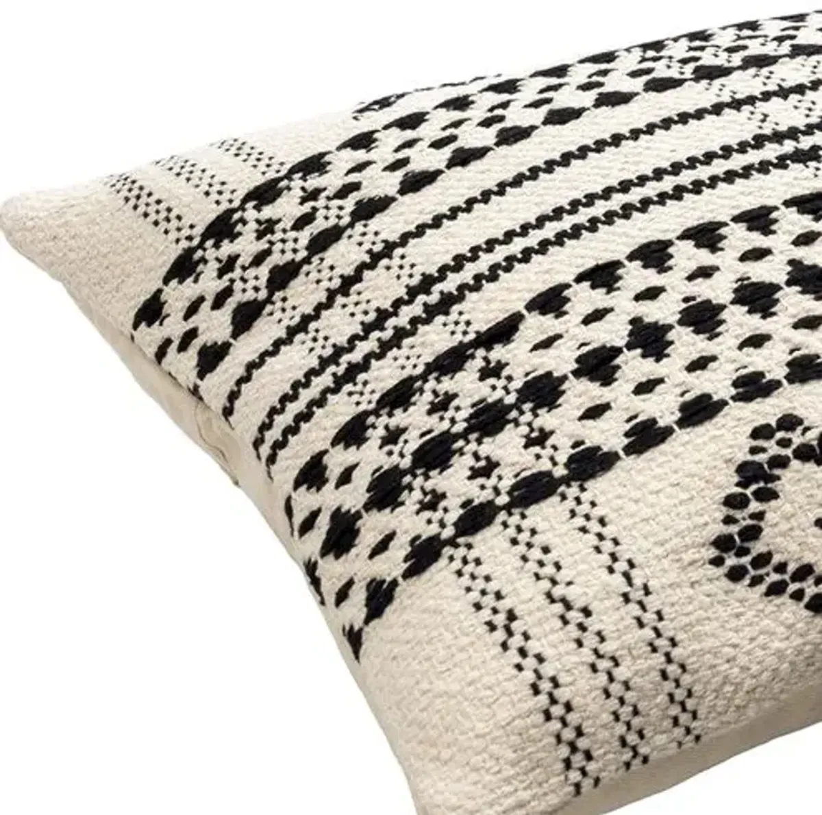 Myrna Patterned Cotton Accent Pillow - Beige/Black - Becki Owens for Surya