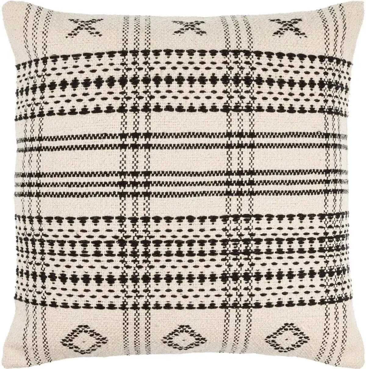 Myrna Patterned Cotton Accent Pillow, Beige/Black
