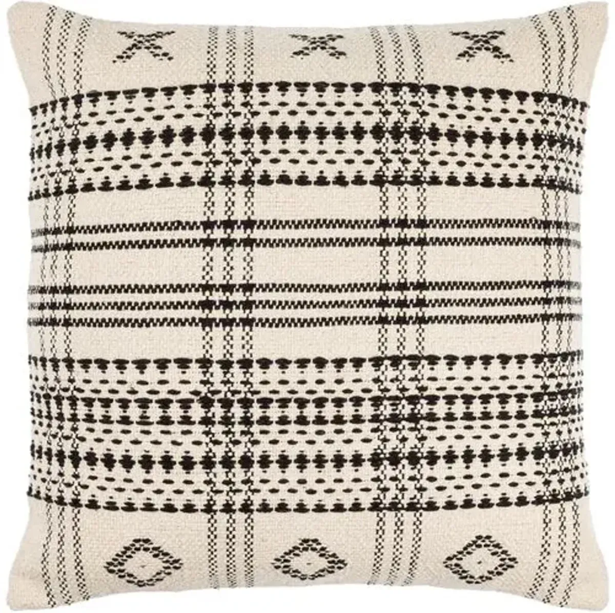 Myrna Patterned Cotton Accent Pillow - Beige/Black - Becki Owens for Surya