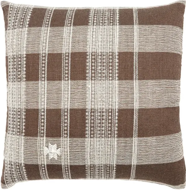 Myrna Patterned Wool Accent Pillow, Dark Brown/White