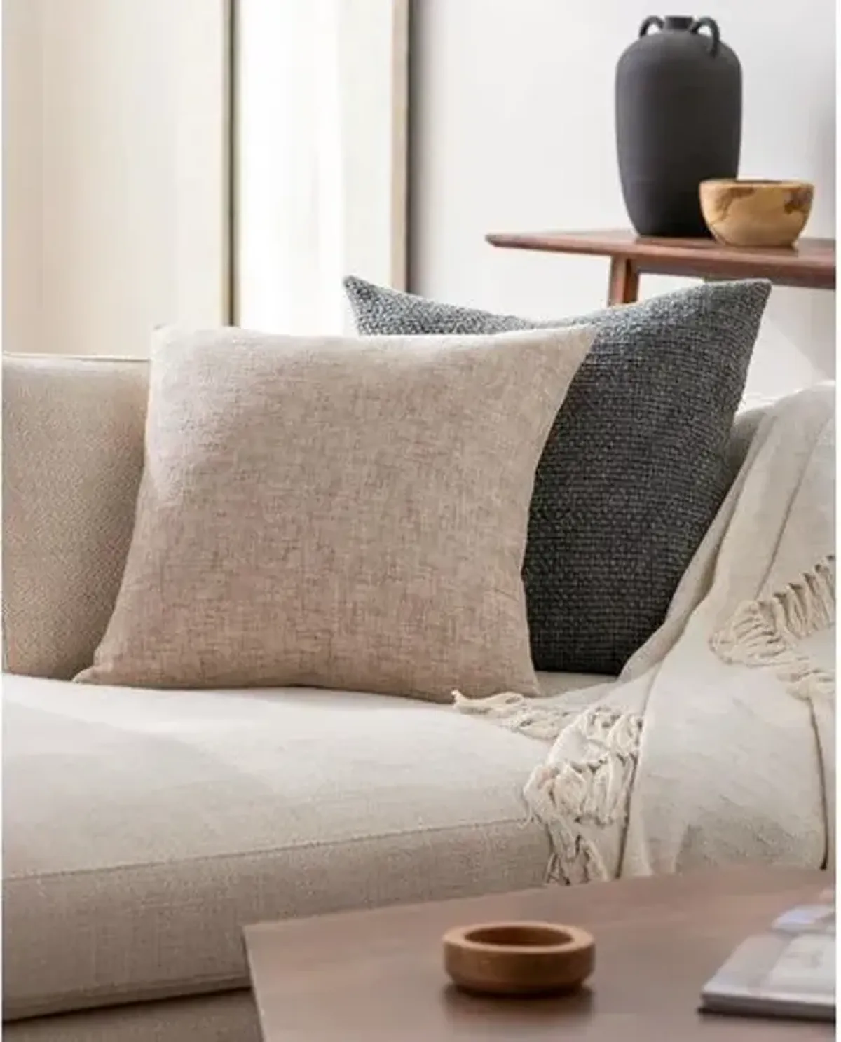Mindy Cotton/Jute Accent Pillow - Beige - Becki Owens for Surya