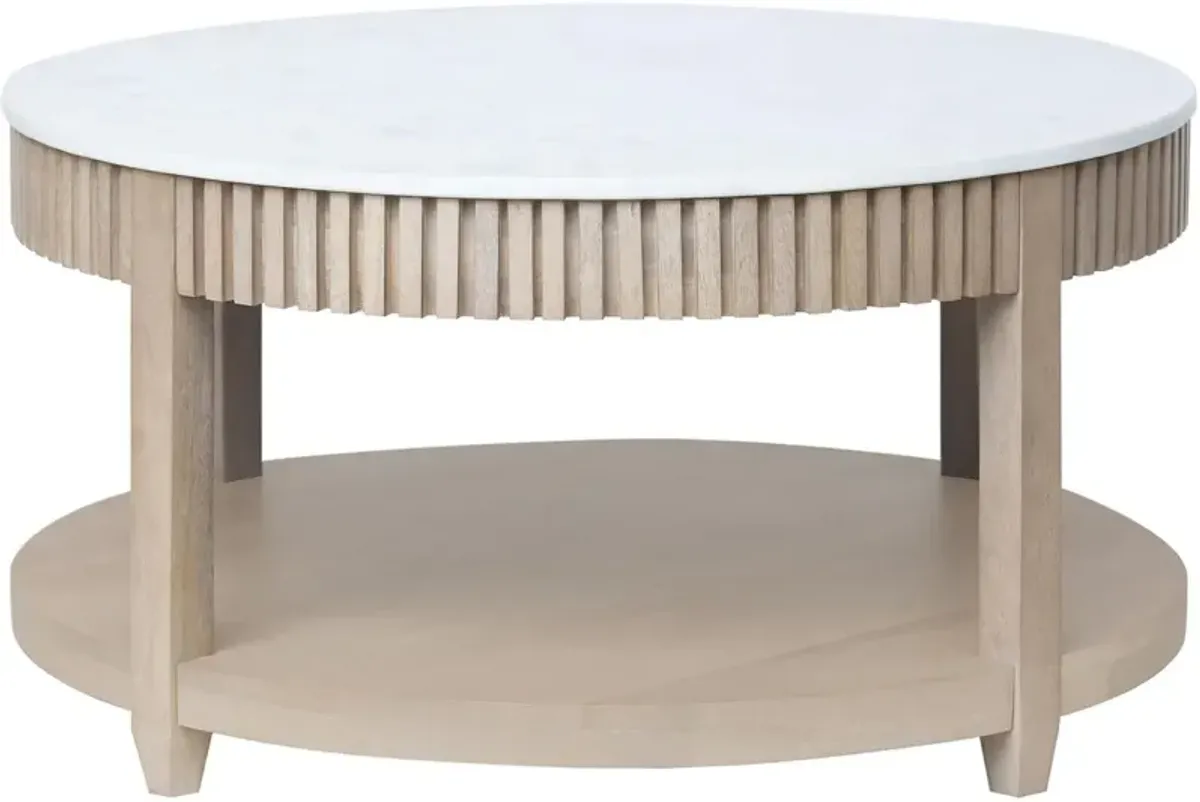 Rosemary Wood/Marble Coffee Table, White/Natural