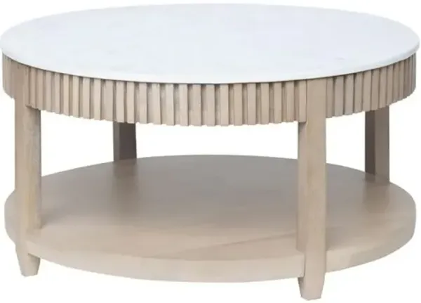 Rosemary Wood/Marble Coffee Table - White/Natural - Becki Owens for Surya - Brown