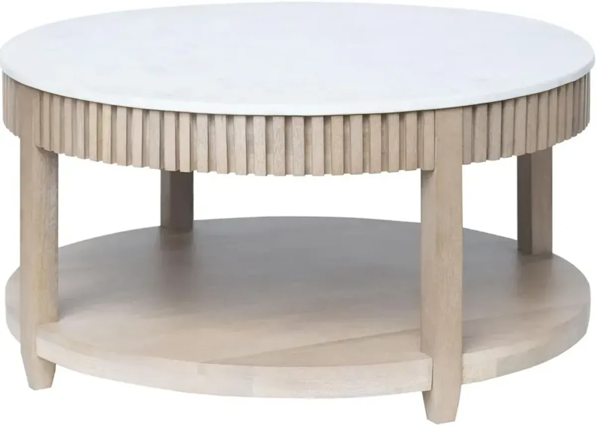 Rosemary Wood/Marble Coffee Table, White/Natural