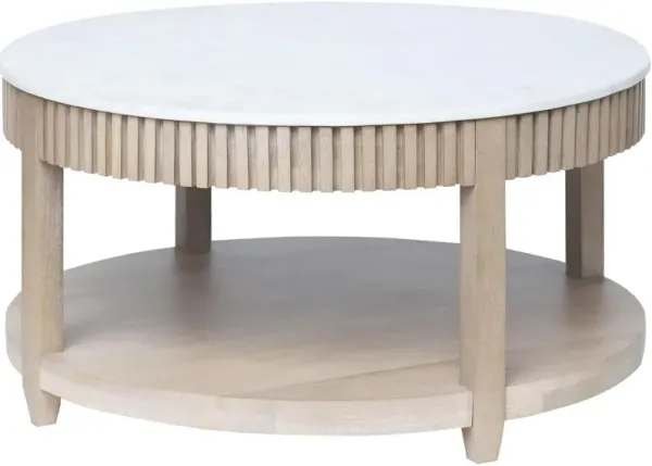 Rosemary Wood/Marble Coffee Table, White/Natural