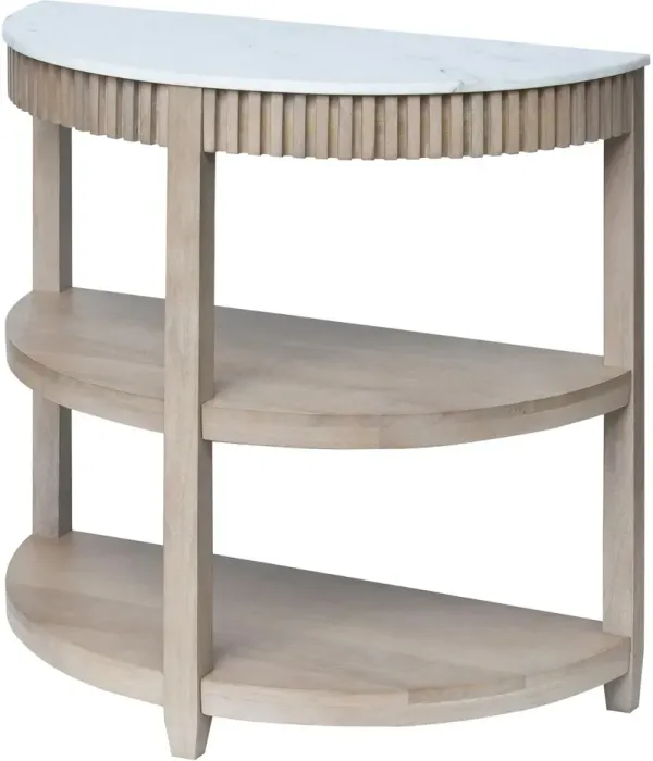Rosemary Wood/Marble Console Table, White/Natural