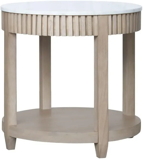 Rosemary Wood/Marble End Table, White/Natural