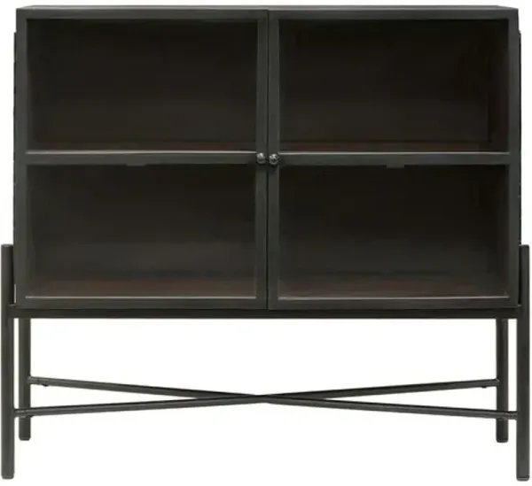 Mariposa 2-Door Iron/Wood Cabinet - Brown/Black - Becki Owens for Surya