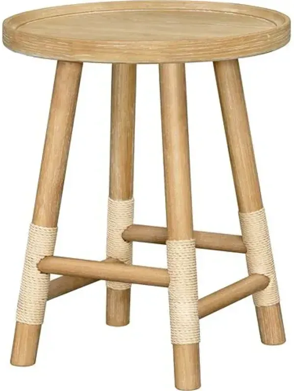 Esmarca Wooden Cord Wrapped End Table - Natural - Becki Owens for Surya - Brown